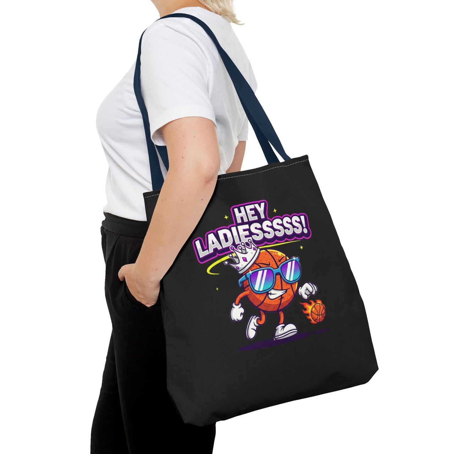 Hey Ladies Basketball Tote Bag (Black)