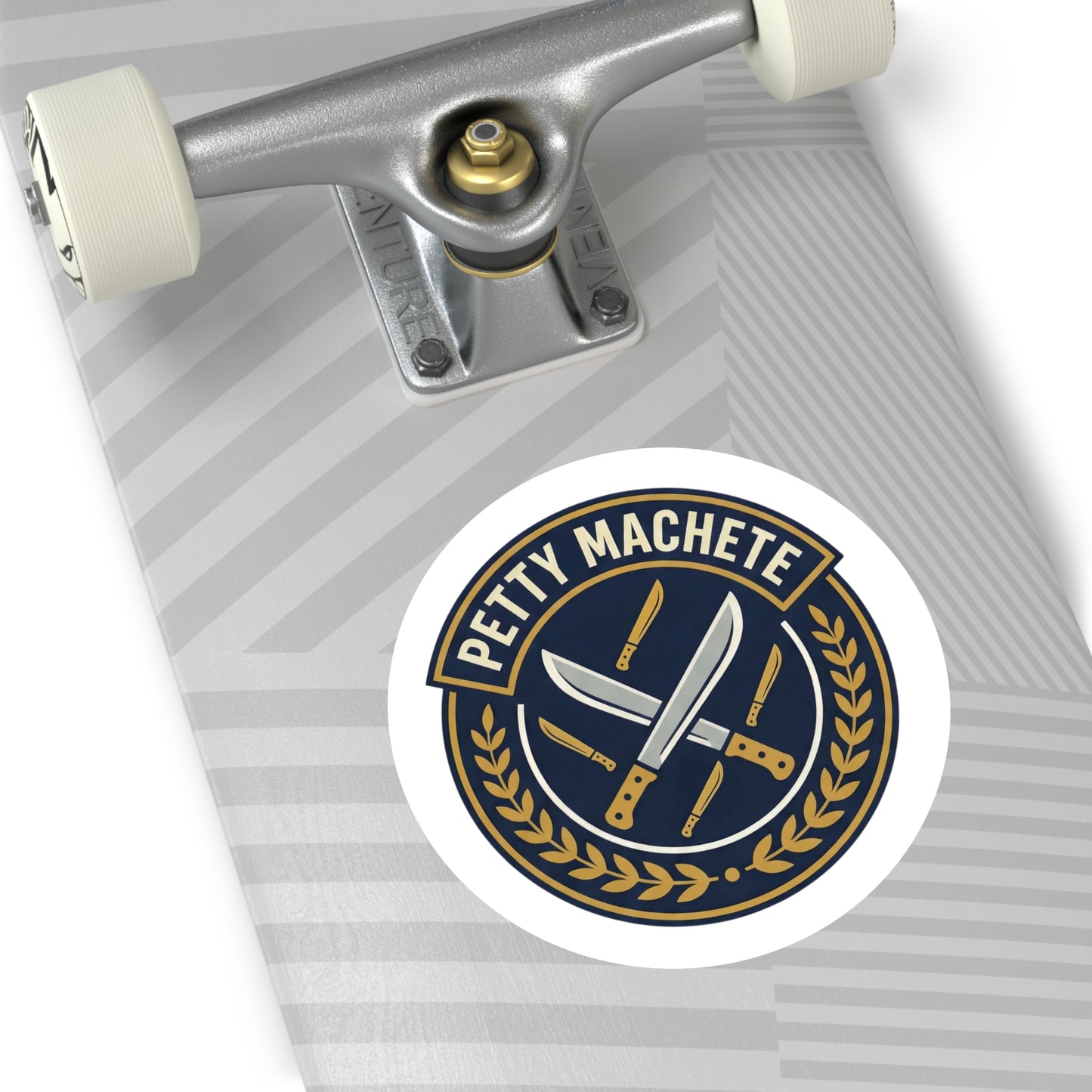 Petty Machete Round Sticker — Retro Knife Crest Outdoor/Indoor Vinyl/Coach and Company
