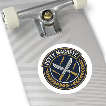 Petty Machete Round Sticker — Retro Knife Crest Outdoor/Indoor Vinyl/Coach and Company