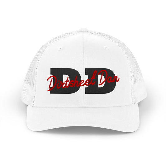 Trucker Hat — 'Dirtsheet Dan' Retro Script Logo Mesh Cap/Coach and Bro