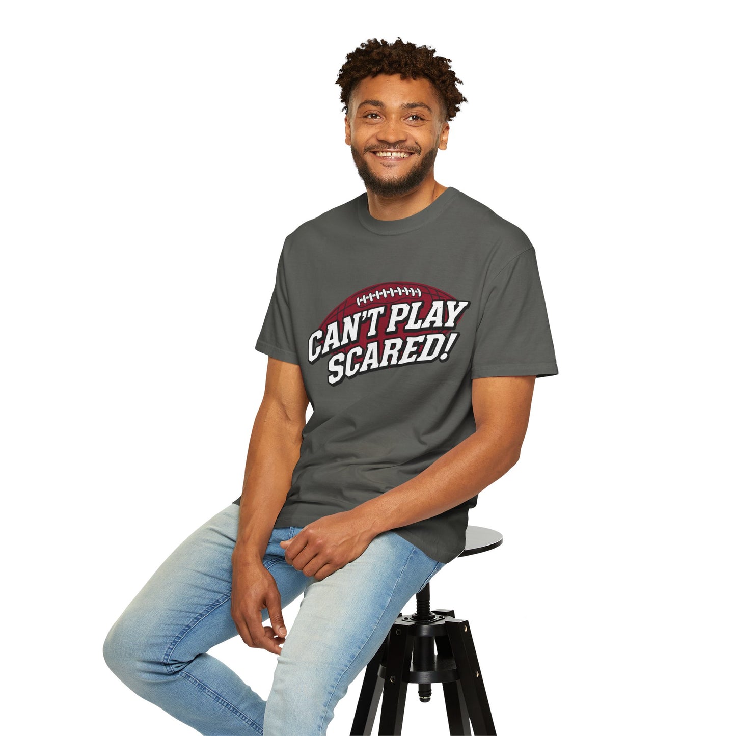 Can't Play Scared! Football Tee (Mult Colors)