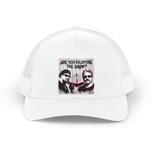 Retro Trucker Hat – "Are You Enjoying the Show?" Vintage Mic Podcaster Cap/Coach and Bro