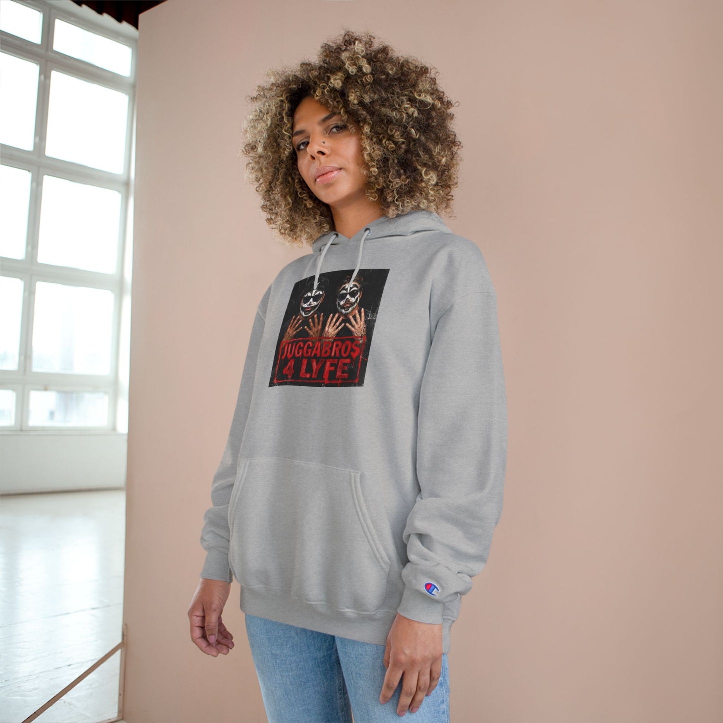 Juggabros 4 Lyfe Hoodie — White Champion-Style Rap Crewneck/Coach and Bro