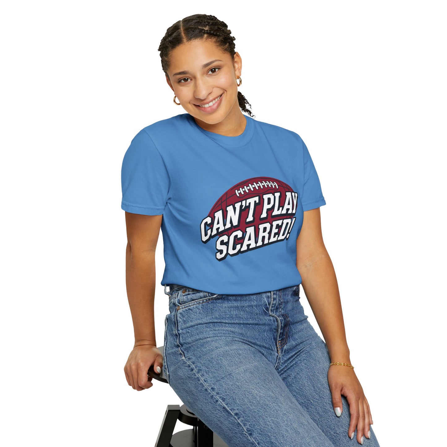 Can't Play Scared! Football Tee (Mult Colors)