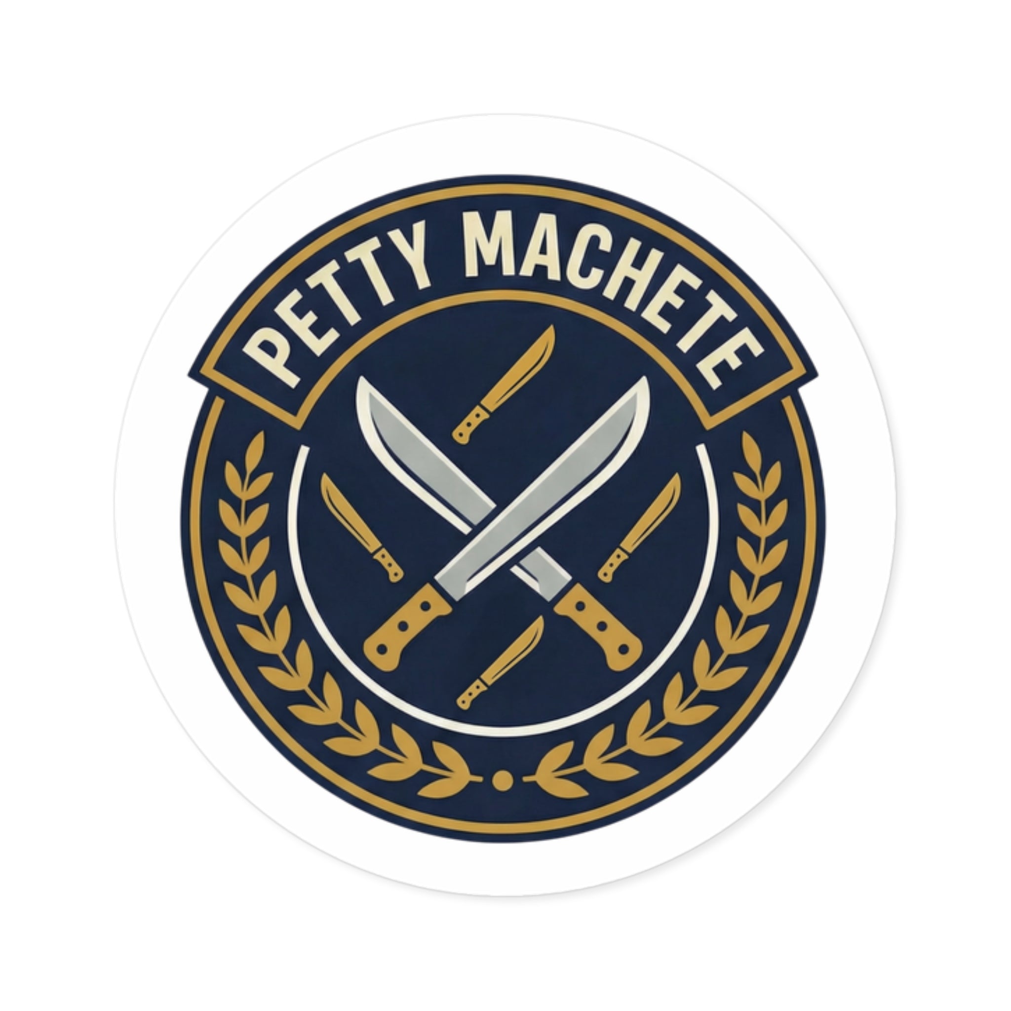 Petty Machete Round Sticker — Retro Knife Crest Outdoor/Indoor Vinyl/C ...