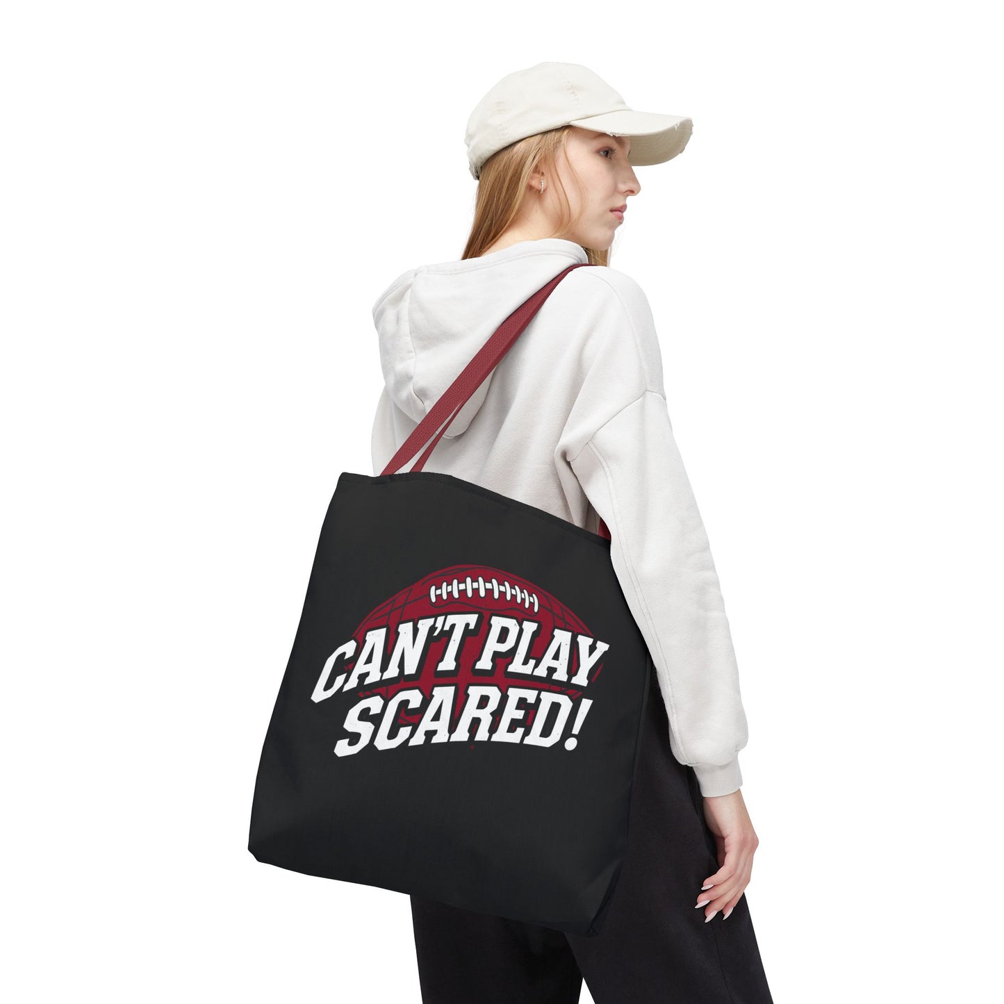 Can't Play Scared Football Tote Bag