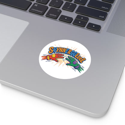 Round Sticker — Colorful “Synnnerggeee!” High-Energy Vinyl Decal/Coach and Company