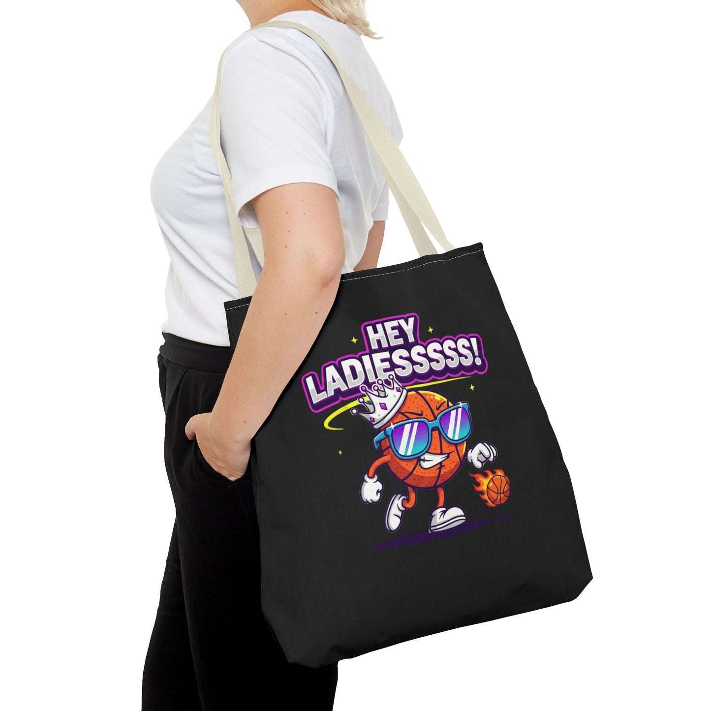 Hey Ladies Basketball Tote Bag (Black)