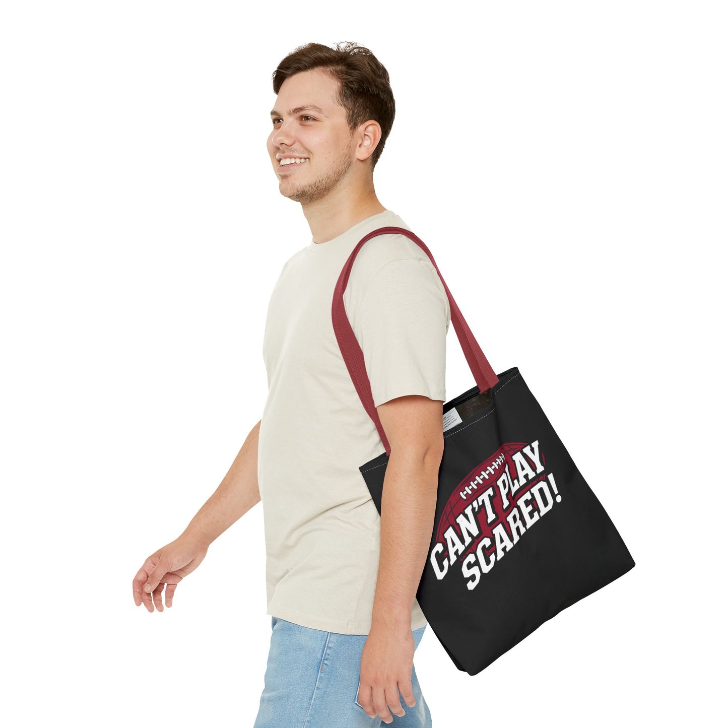 Can't Play Scared Football Tote Bag