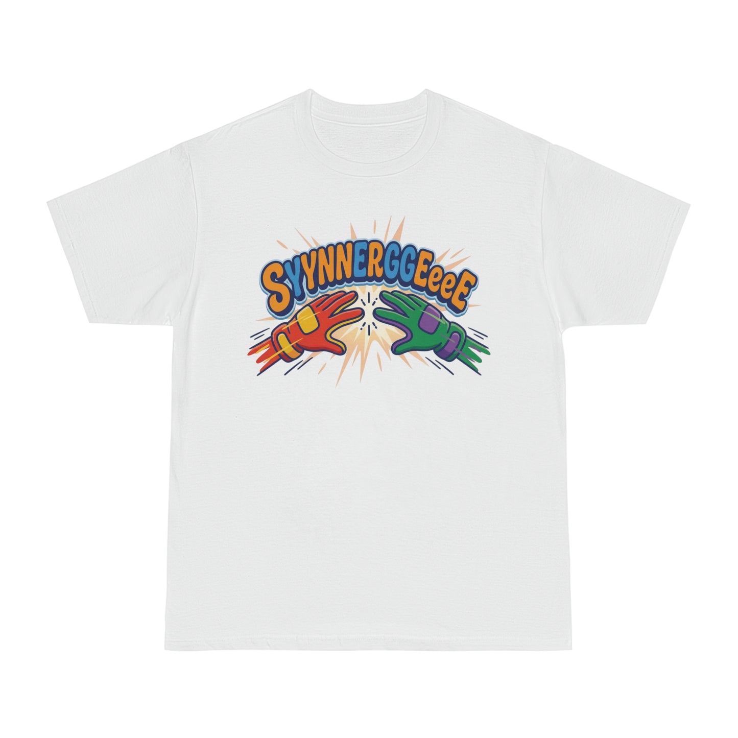 "SYYNNERRGGEEeeE" Cartoon Hammer Graphic Tee/Coach and Company