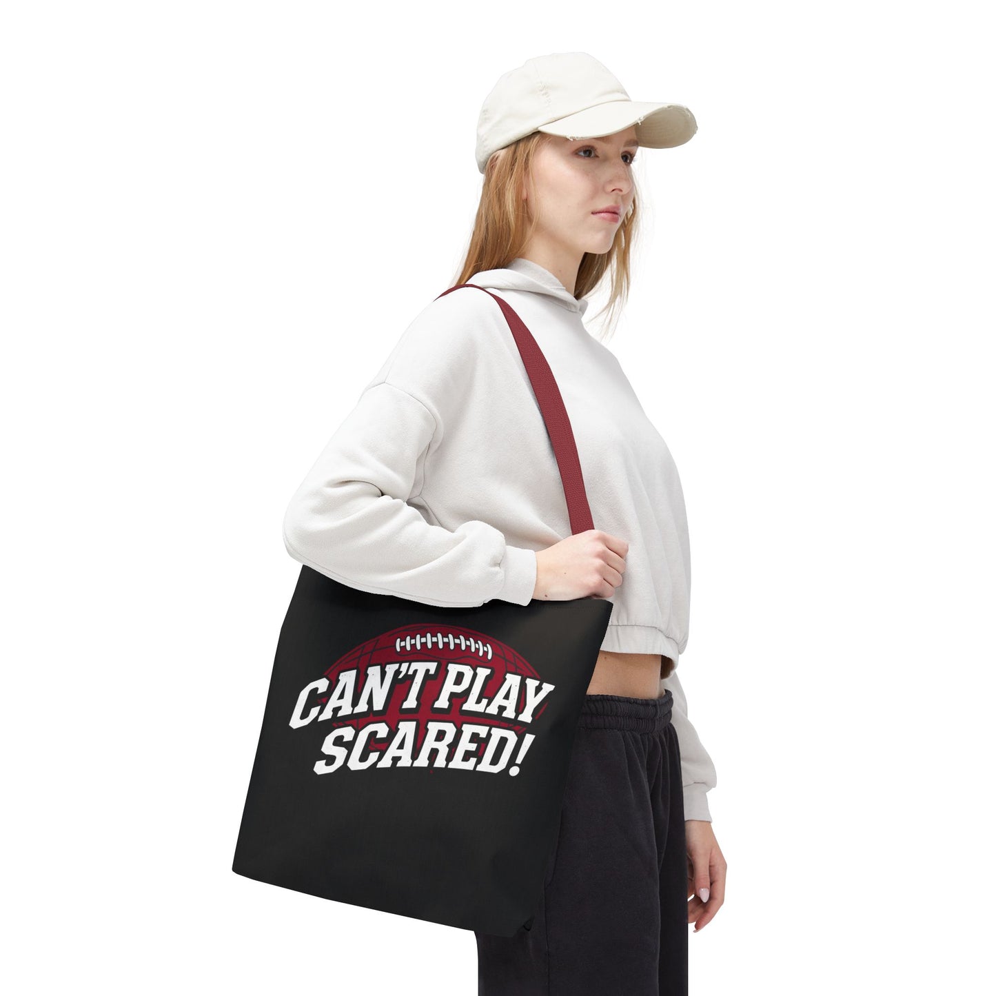 Can't Play Scared Football Tote Bag
