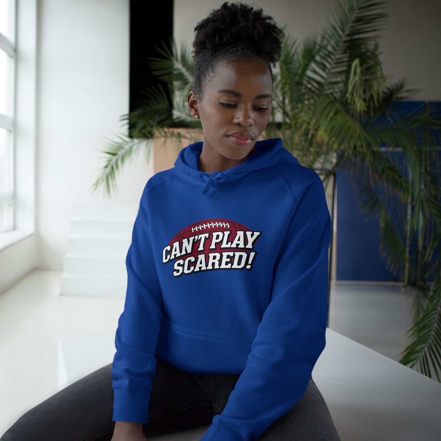Can't Play Scared Football Hoodie