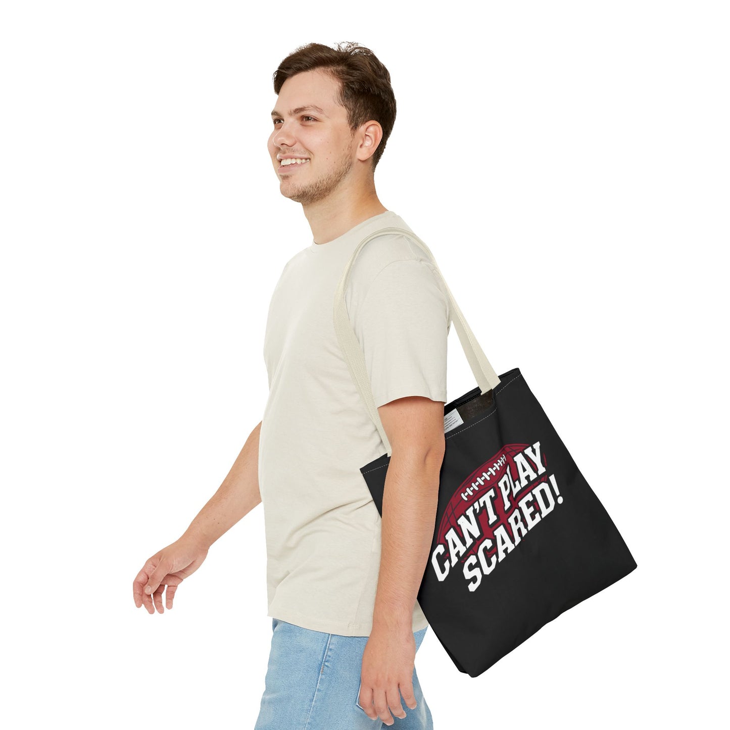 Can't Play Scared Football Tote Bag