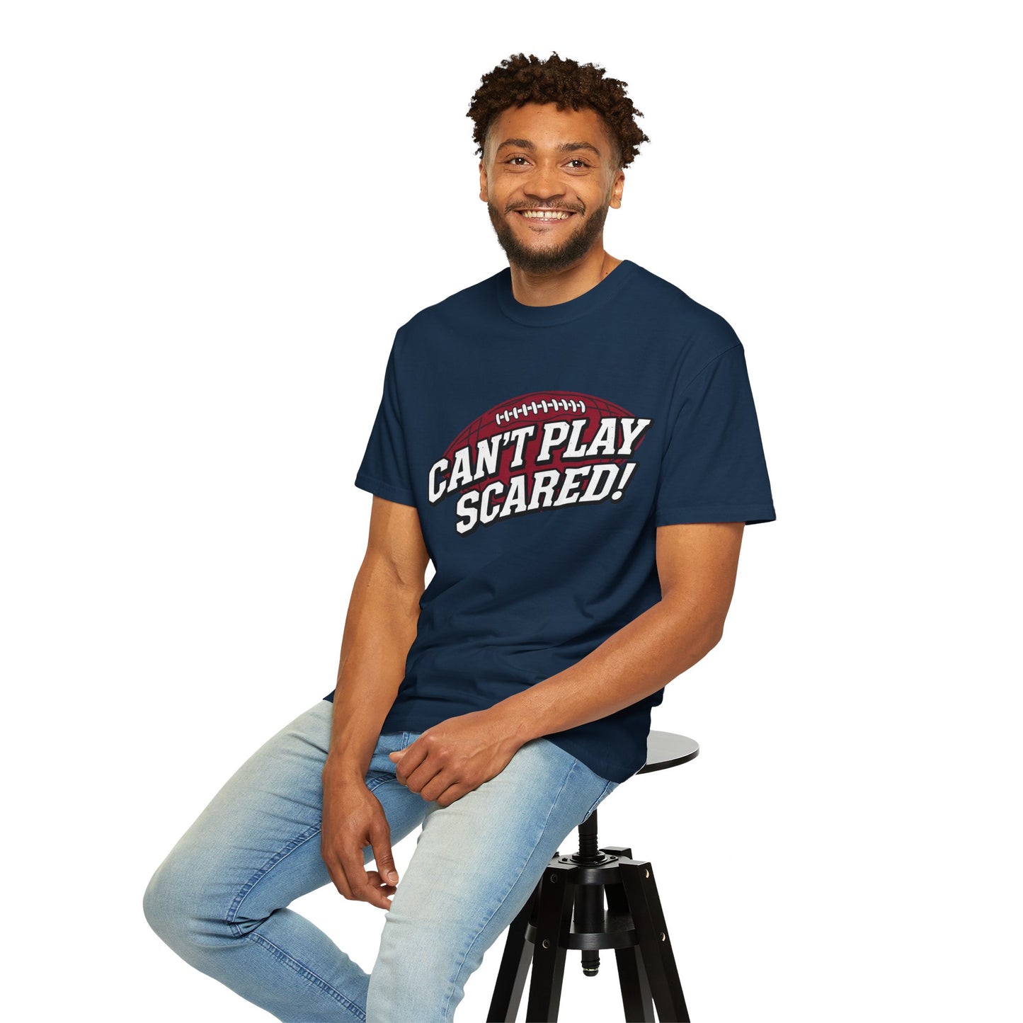 Can't Play Scared! Football Tee (Mult Colors)