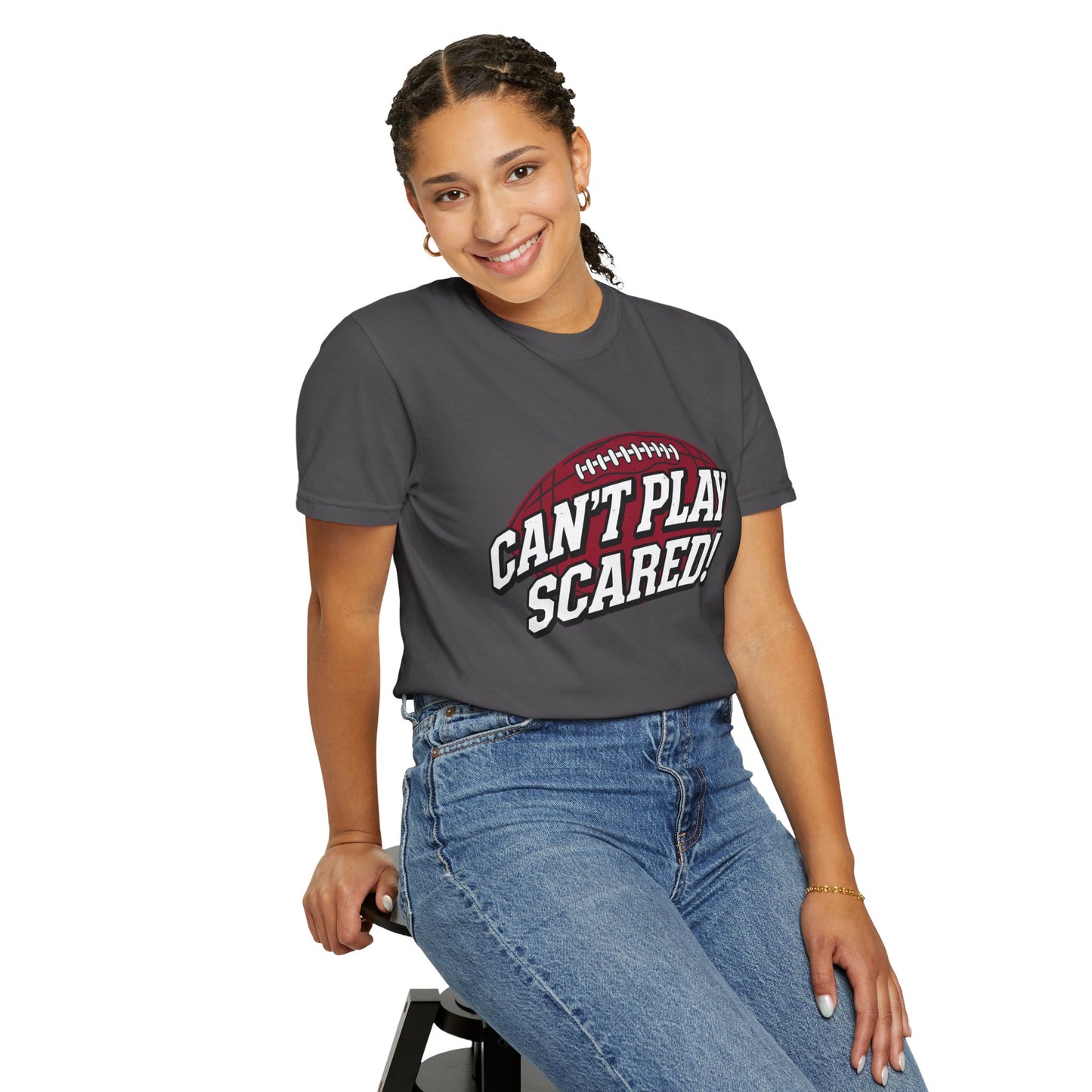 Can't Play Scared! Football Tee (Mult Colors)