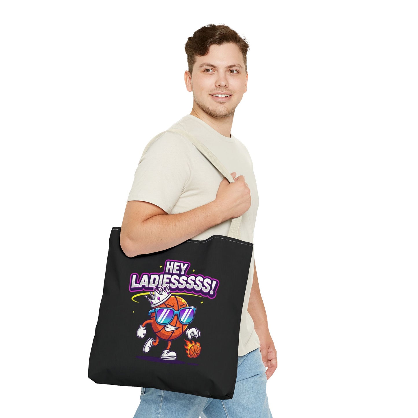 Hey Ladies Basketball Tote Bag (Black)