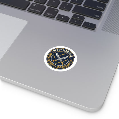 Petty Machete Round Sticker — Retro Knife Crest Outdoor/Indoor Vinyl/Coach and Company