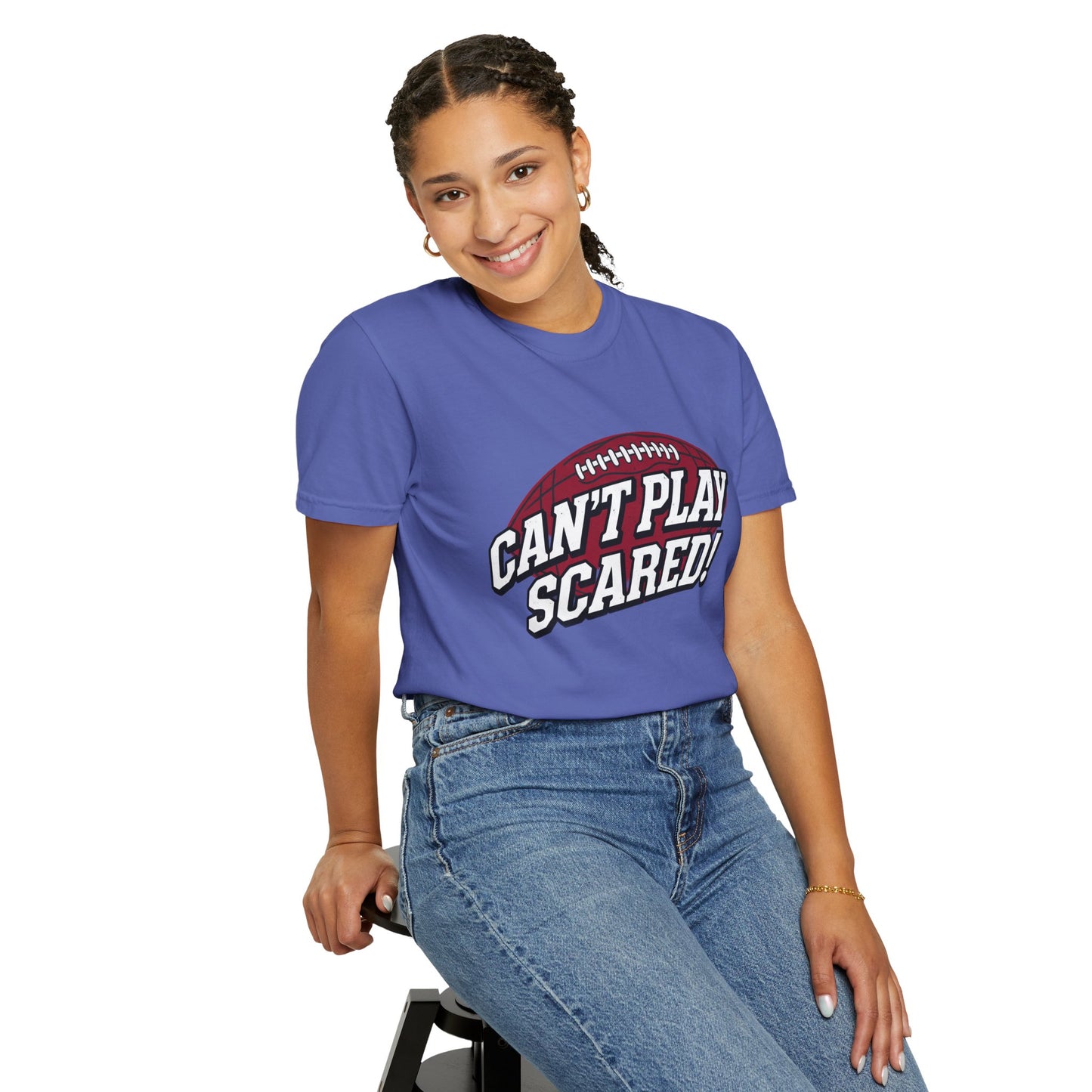 Can't Play Scared! Football Tee (Mult Colors)