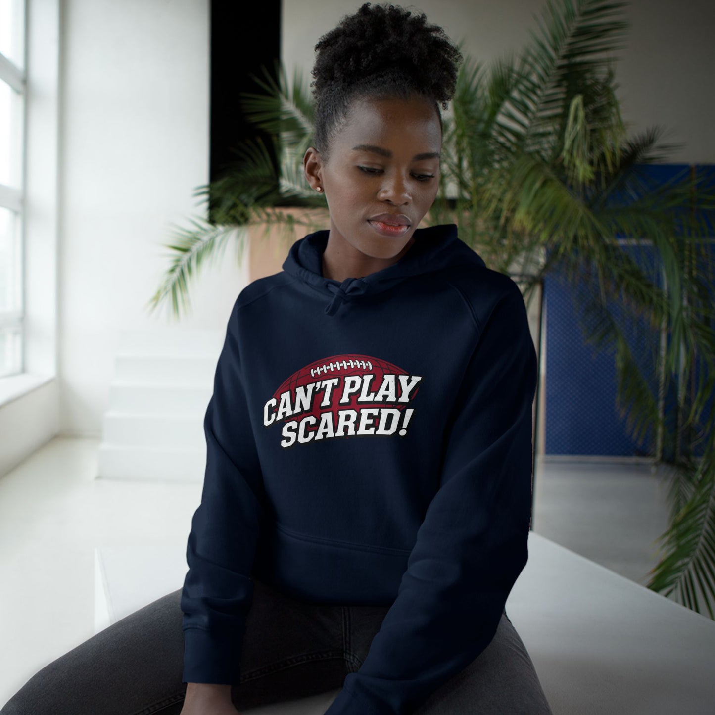 Can't Play Scared Football Hoodie