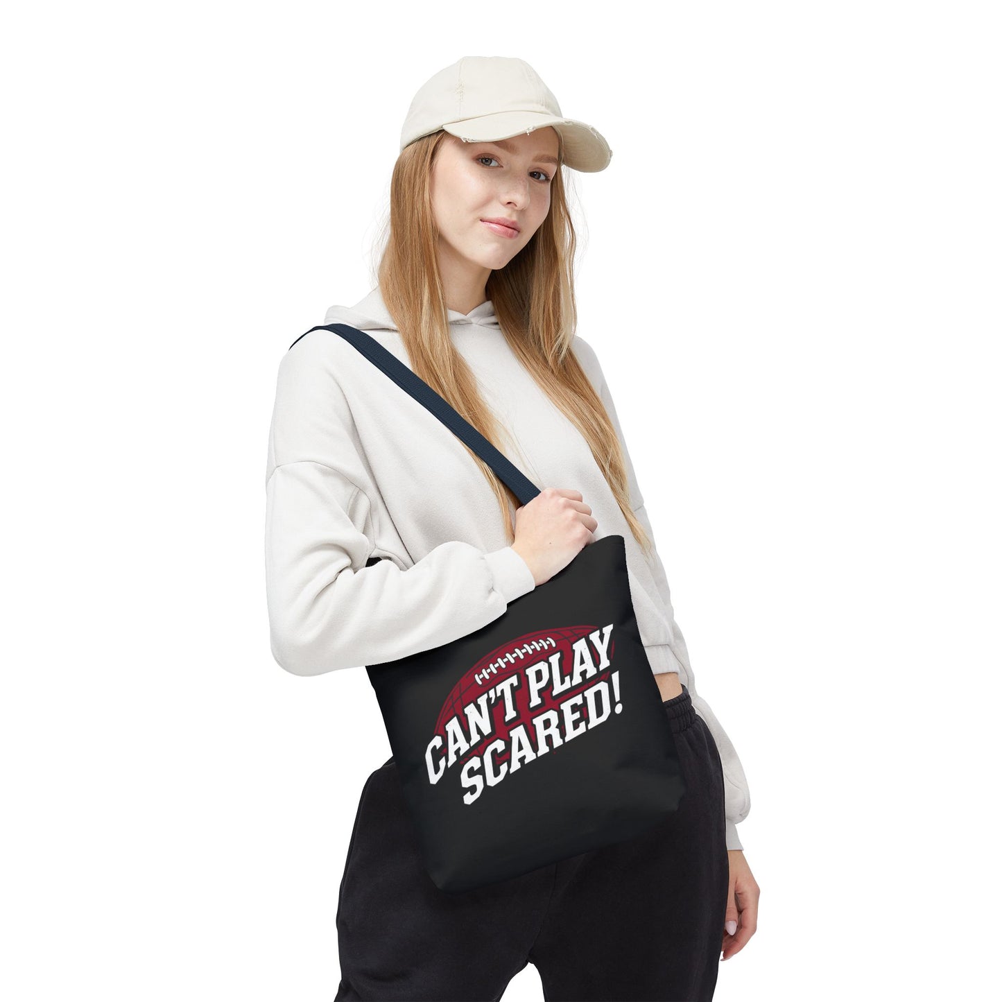 Can't Play Scared Football Tote Bag