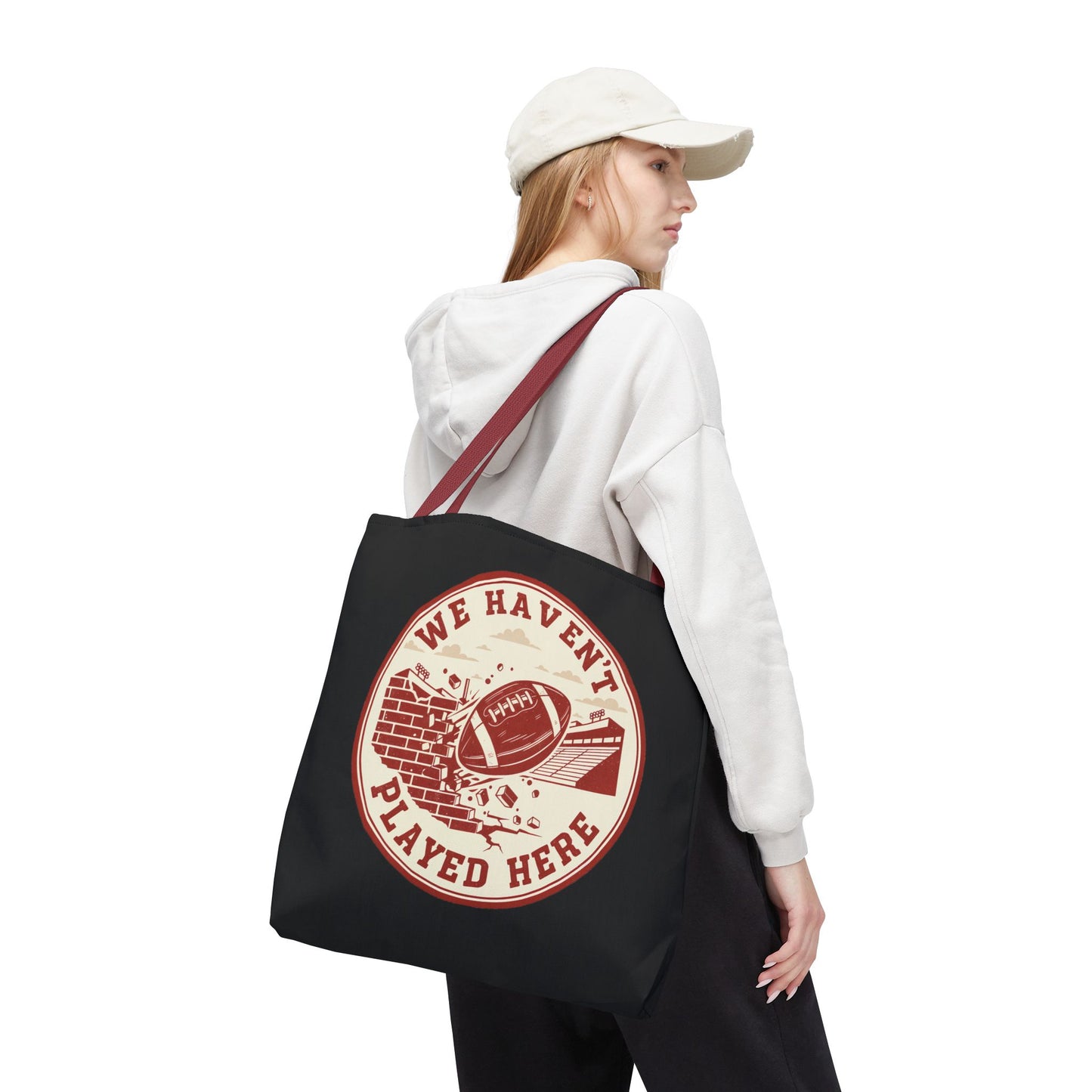 We Haven't Played Here Football Tote Bag