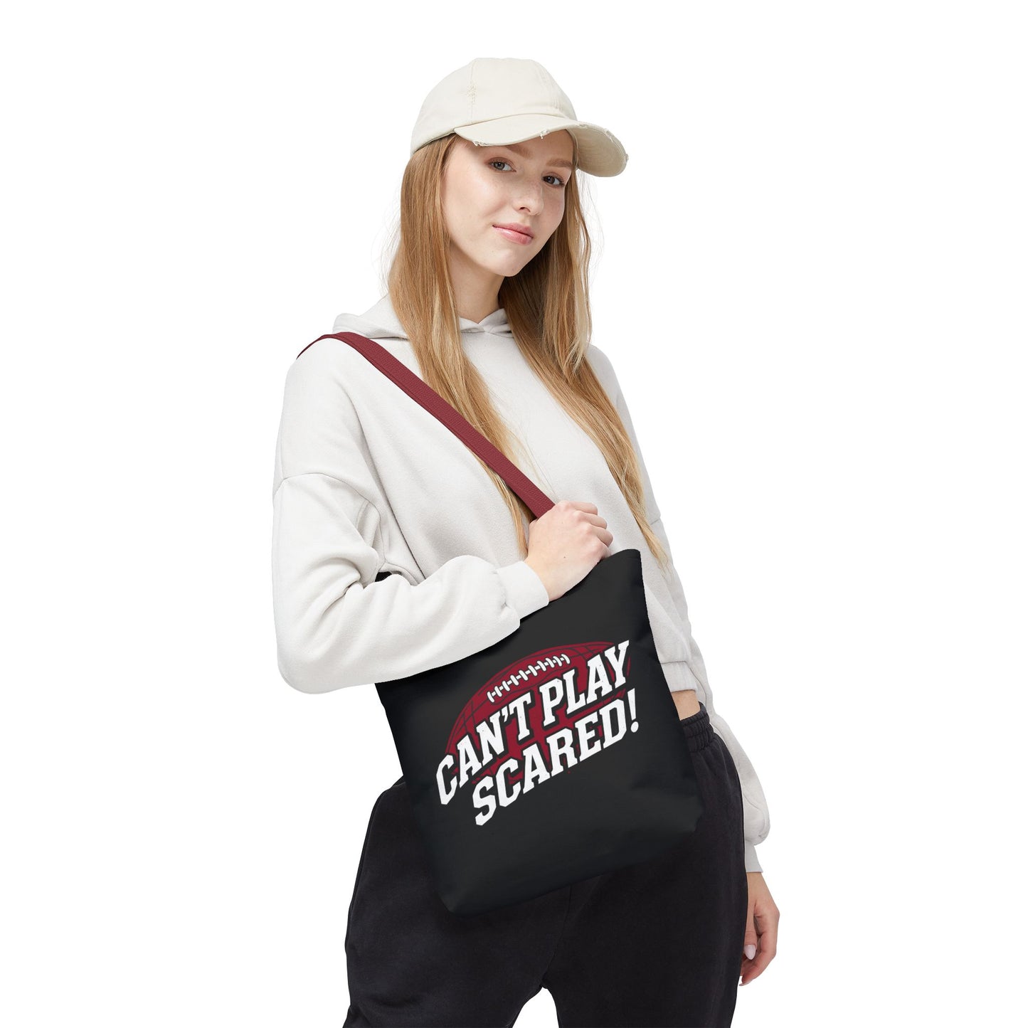 Can't Play Scared Football Tote Bag