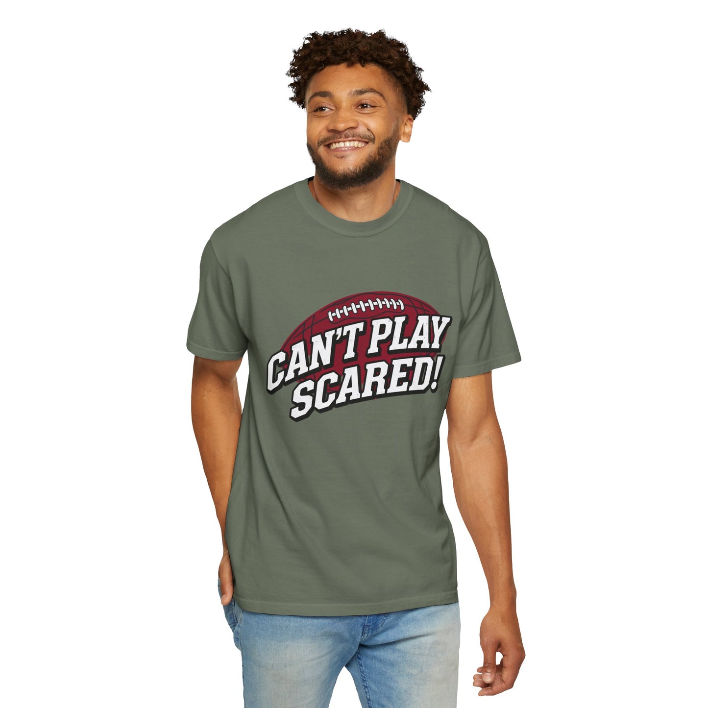 Can't Play Scared! Football Tee (Mult Colors)