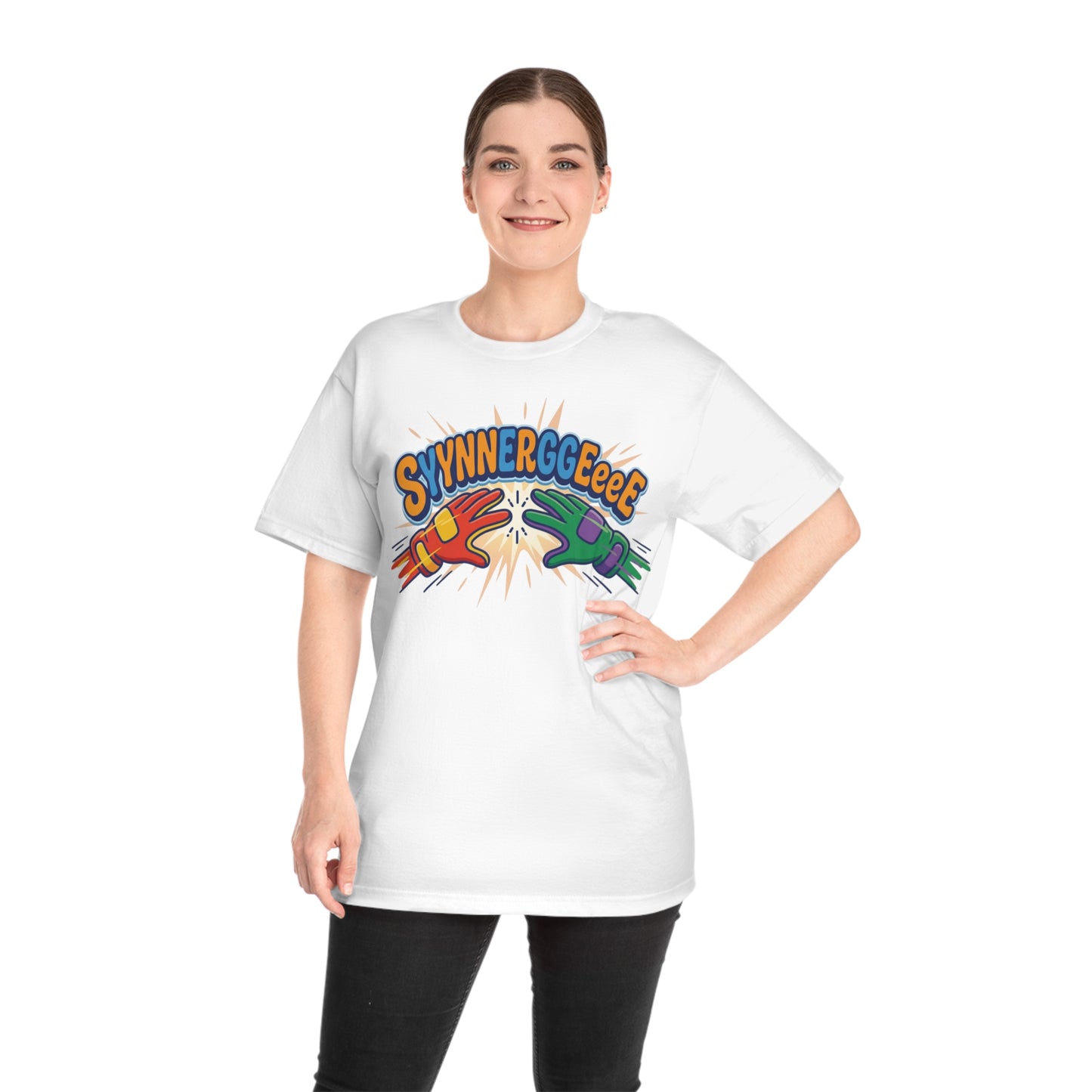 "SYYNNERRGGEEeeE" Cartoon Hammer Graphic Tee/Coach and Company