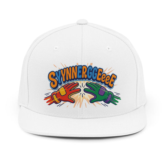 Snapback Hat — Colorful 'SYNNERGGEee' Cartoon Hand High-Five Cap/Coach and Company