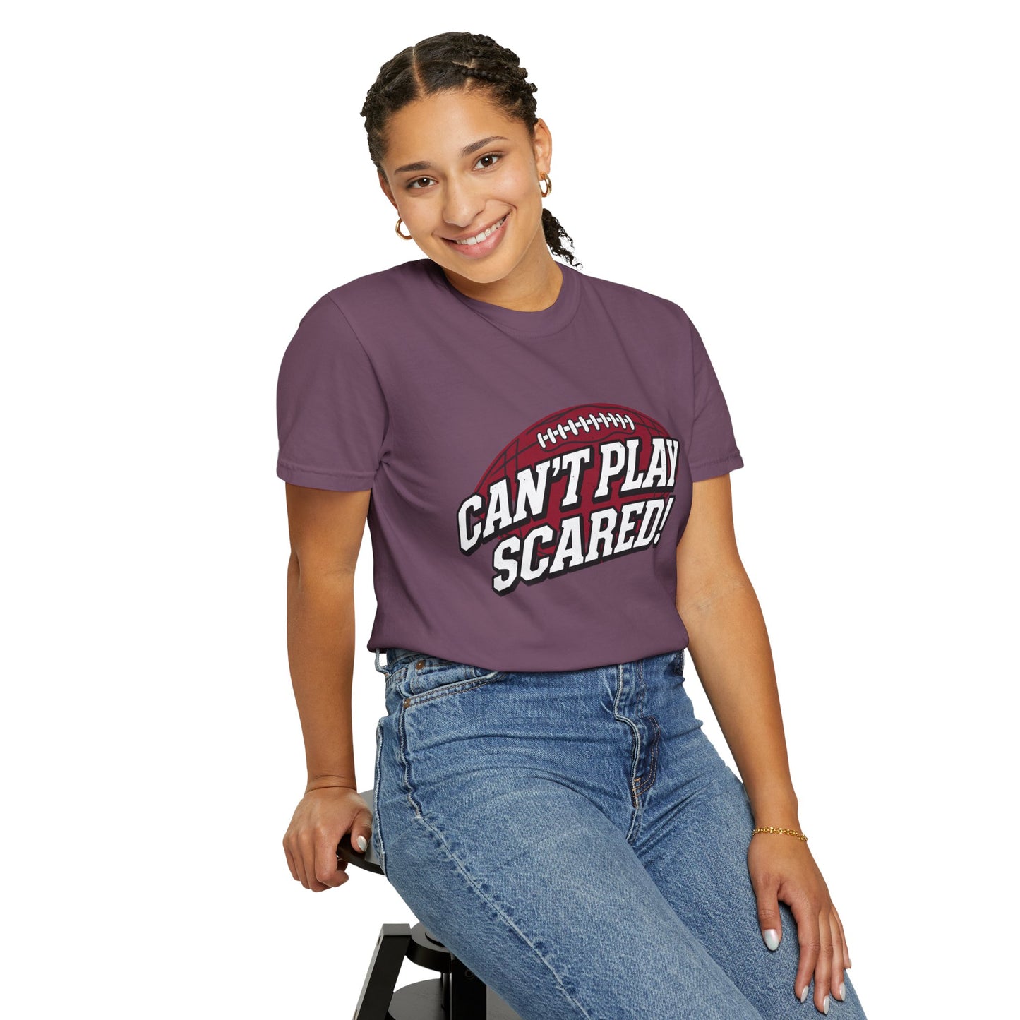 Can't Play Scared! Football Tee (Mult Colors)