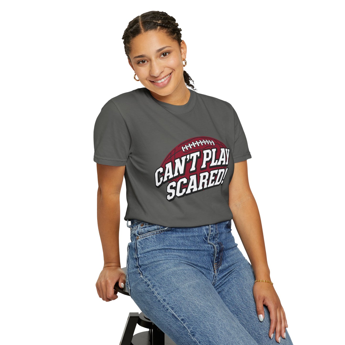 Can't Play Scared! Football Tee (Mult Colors)
