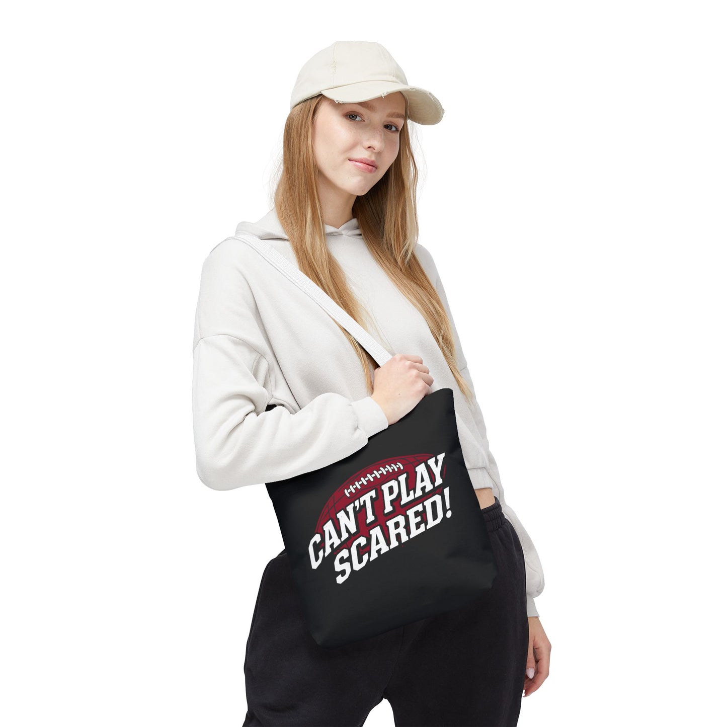 Can't Play Scared Football Tote Bag