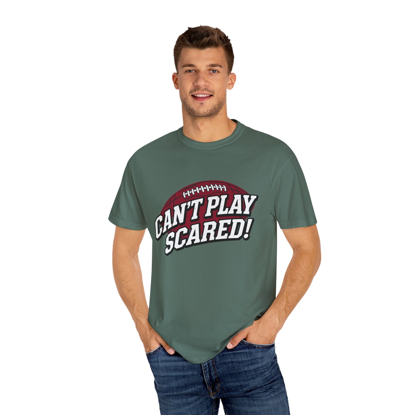 Can't Play Scared! Football Tee (Mult Colors)