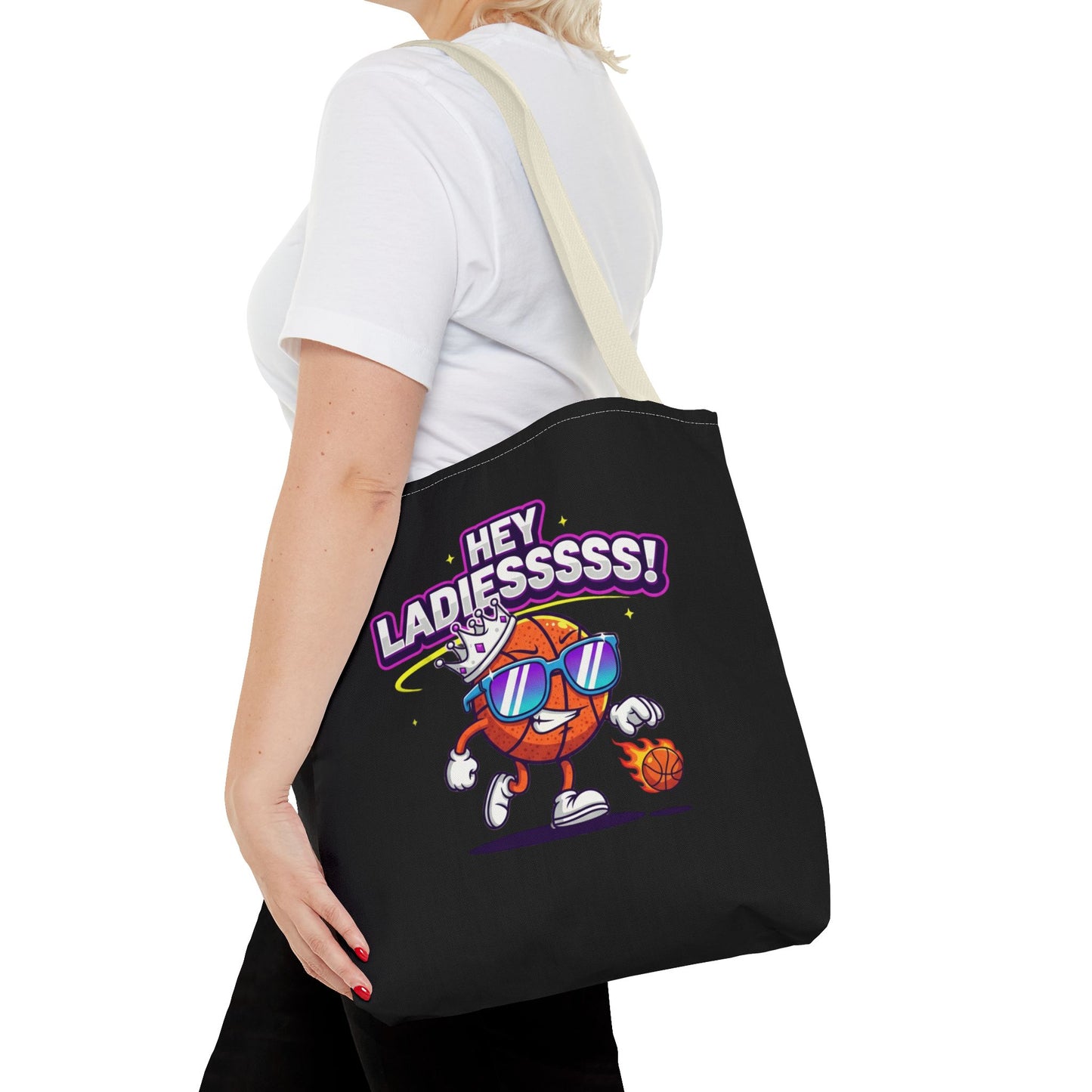 Hey Ladies Basketball Tote Bag (Black)