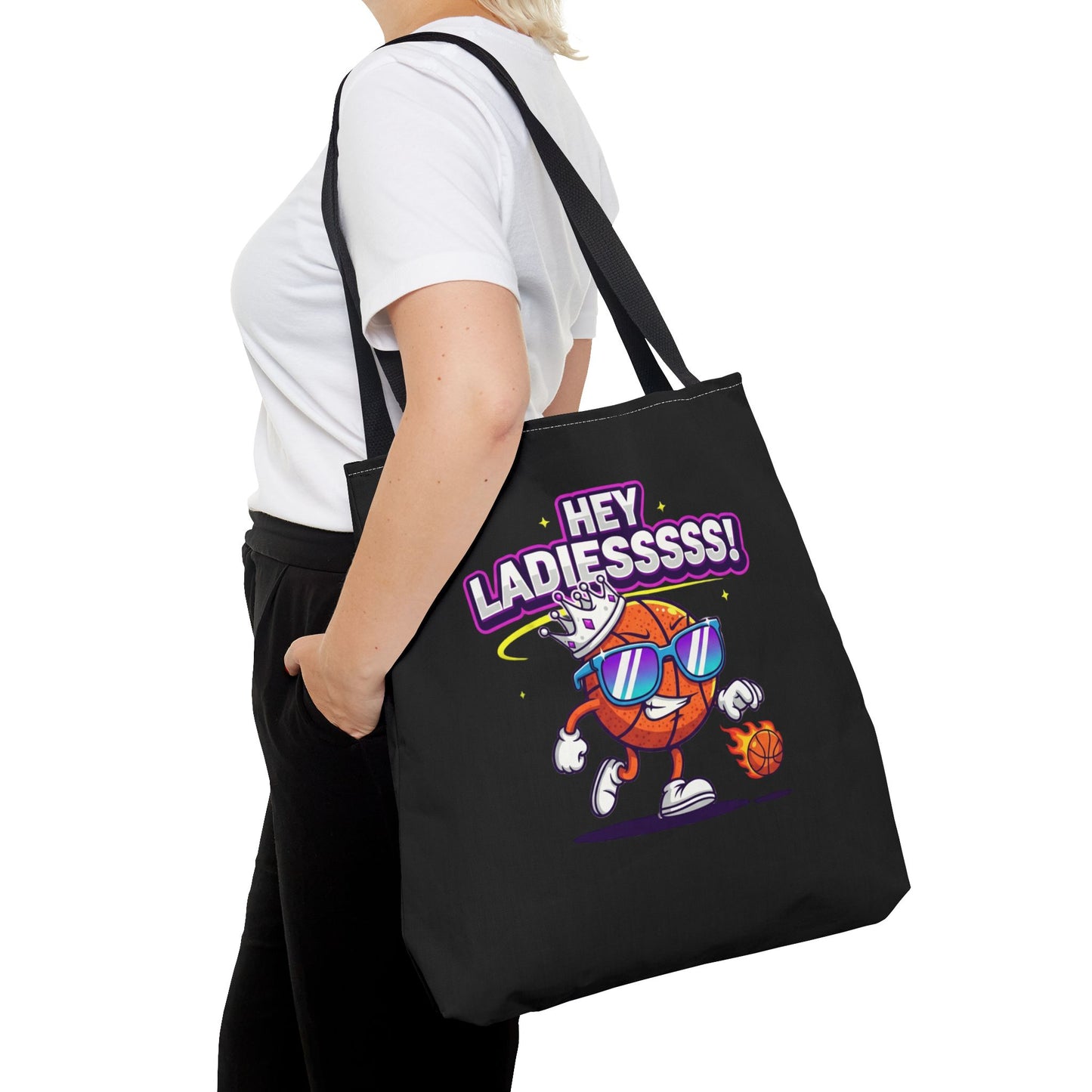 Hey Ladies Basketball Tote Bag (Black)
