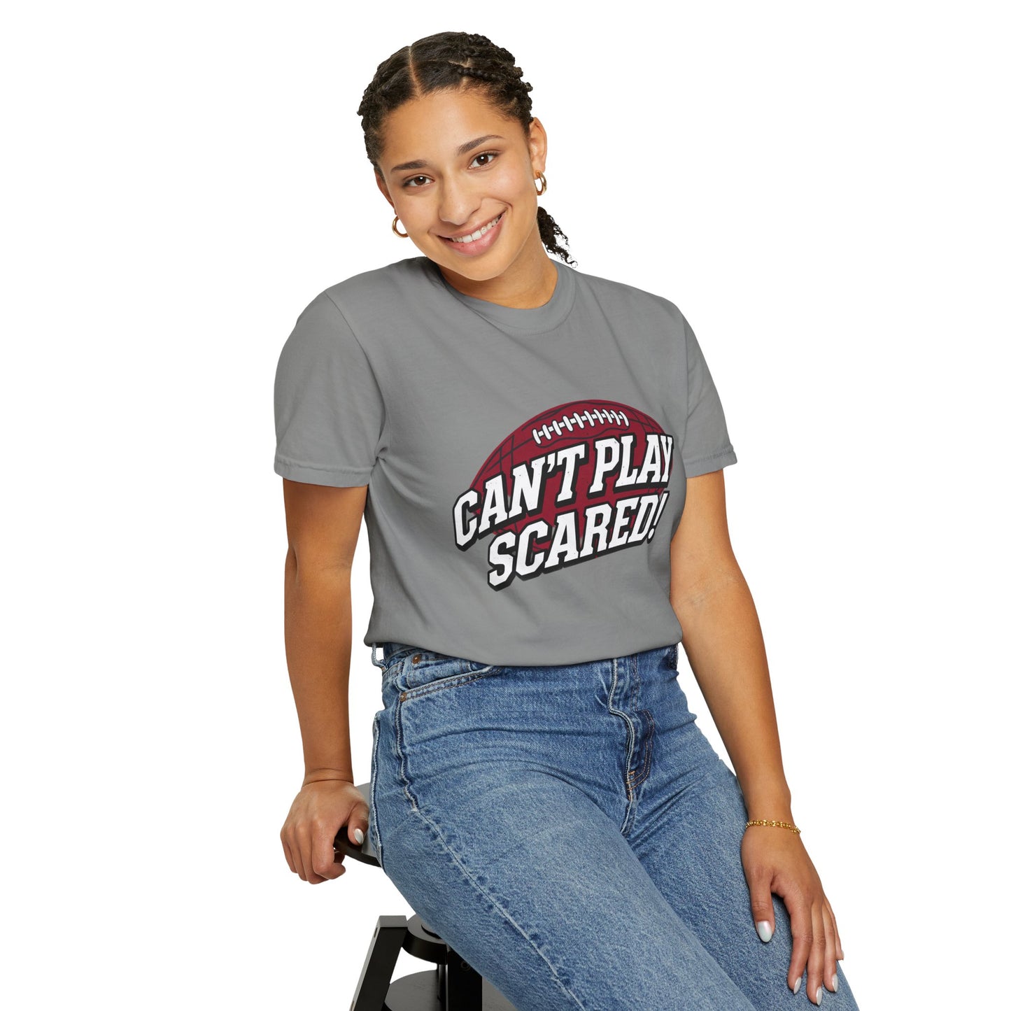 Can't Play Scared! Football Tee (Mult Colors)