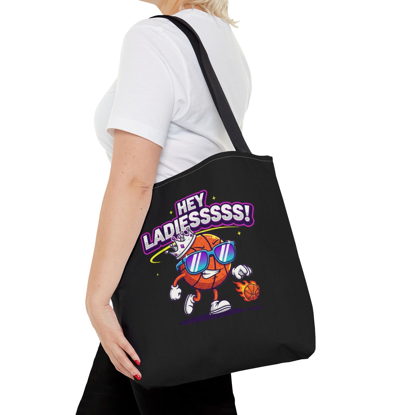 Hey Ladies Basketball Tote Bag (Black)