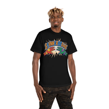 "SYYNNERRGGEEeeE" Cartoon Hammer Graphic Tee/Coach and Company