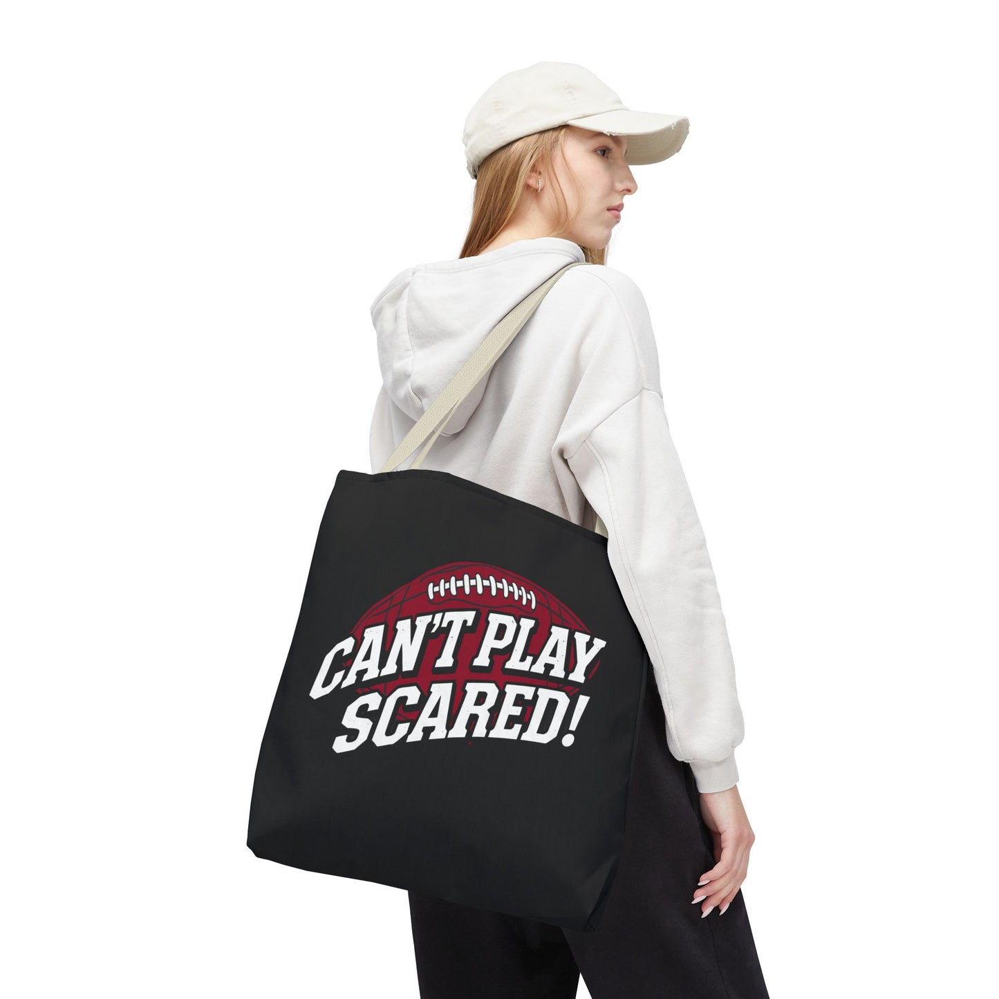 Can't Play Scared Football Tote Bag