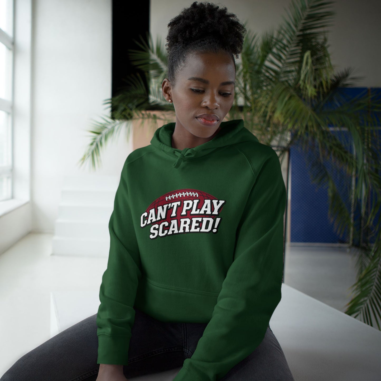 Can't Play Scared Football Hoodie