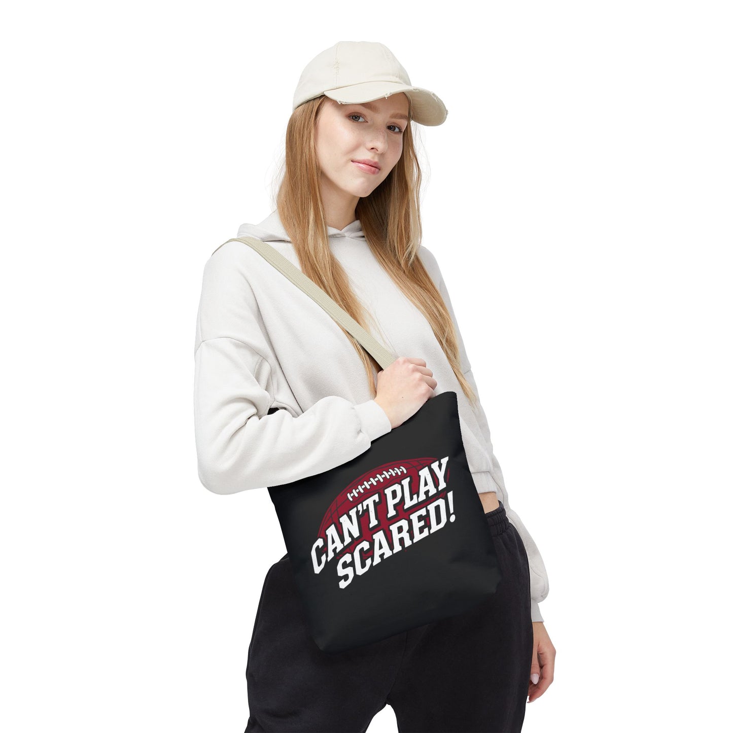 Can't Play Scared Football Tote Bag