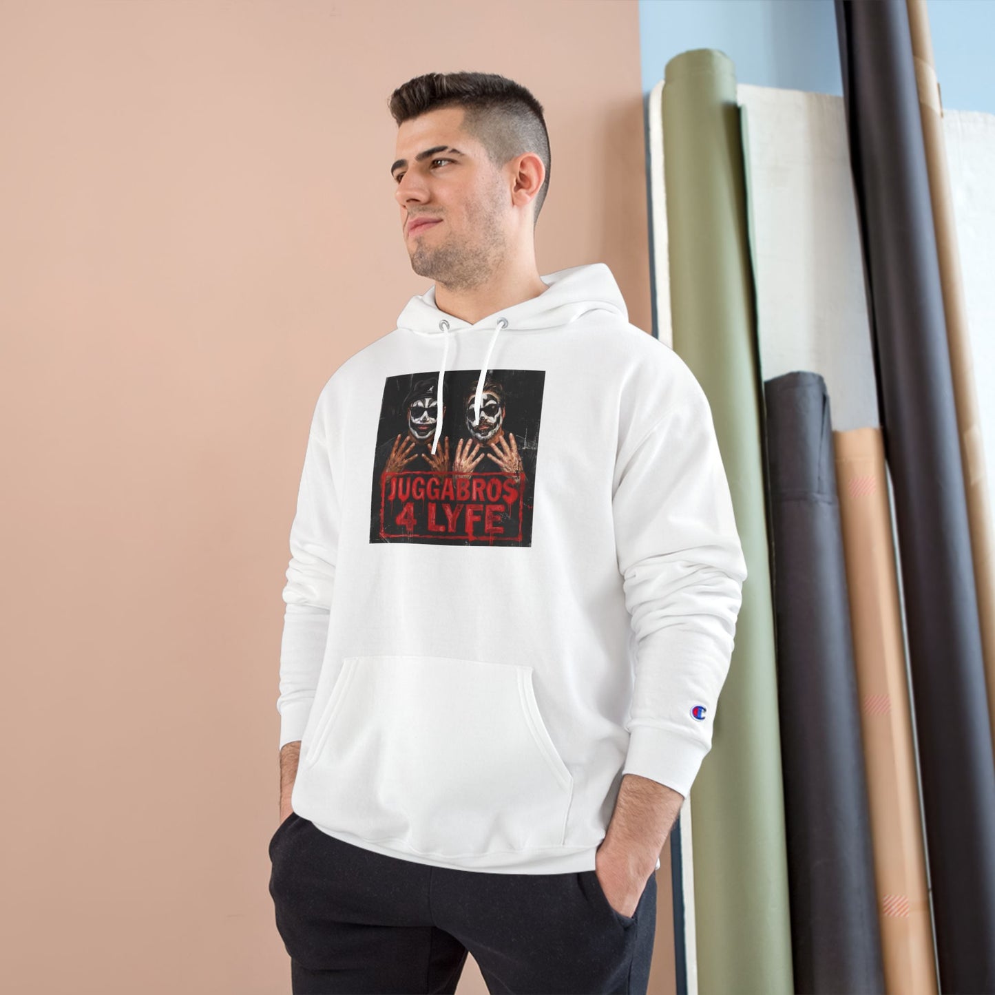 Juggabros 4 Lyfe Hoodie — White Champion-Style Rap Crewneck/Coach and Bro