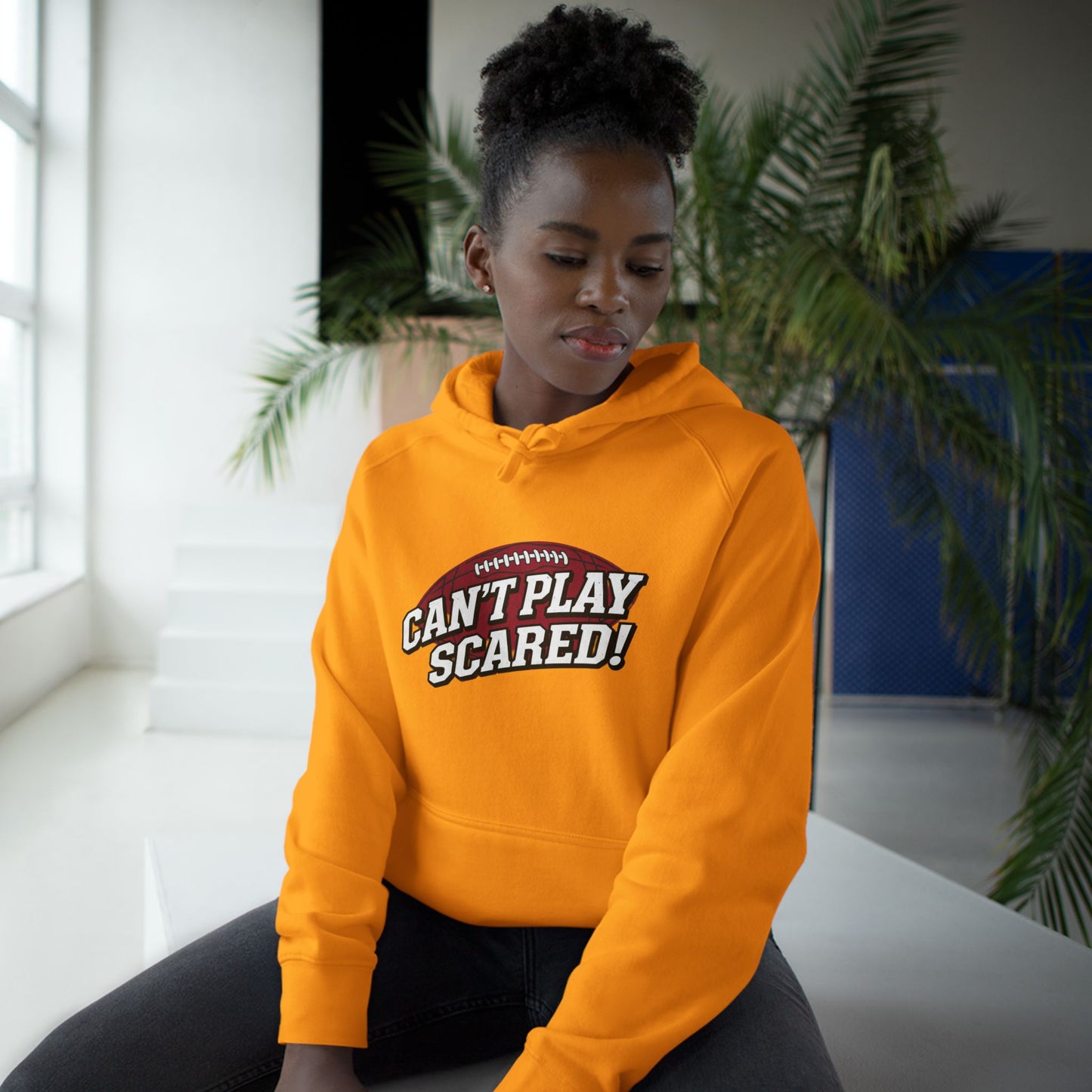 Can't Play Scared Football Hoodie