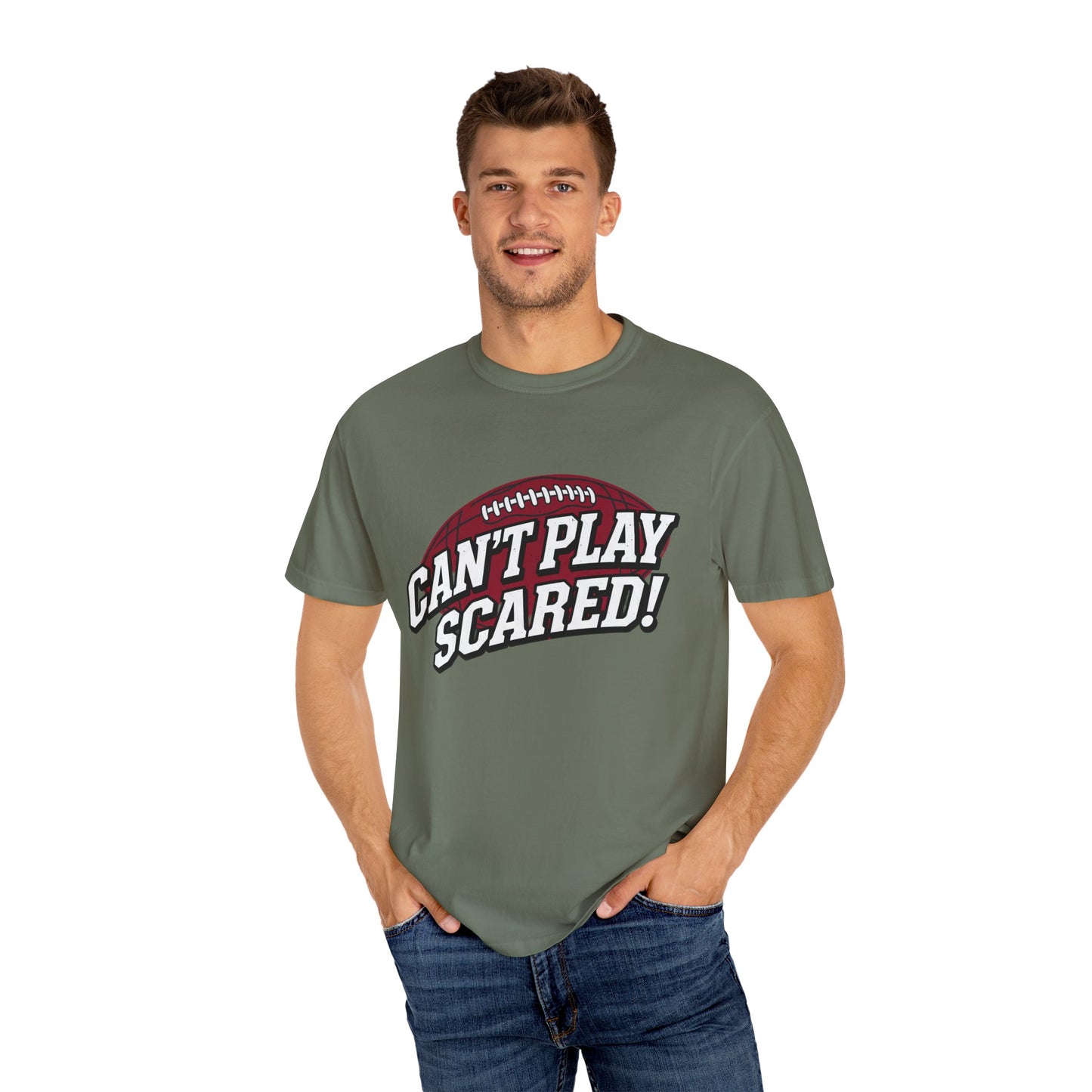 Can't Play Scared! Football Tee (Mult Colors)
