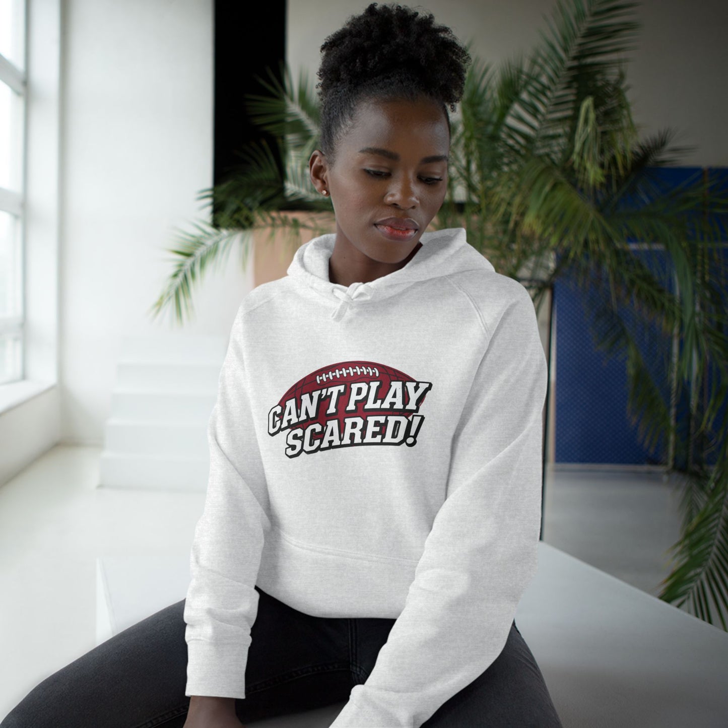 Can't Play Scared Football Hoodie
