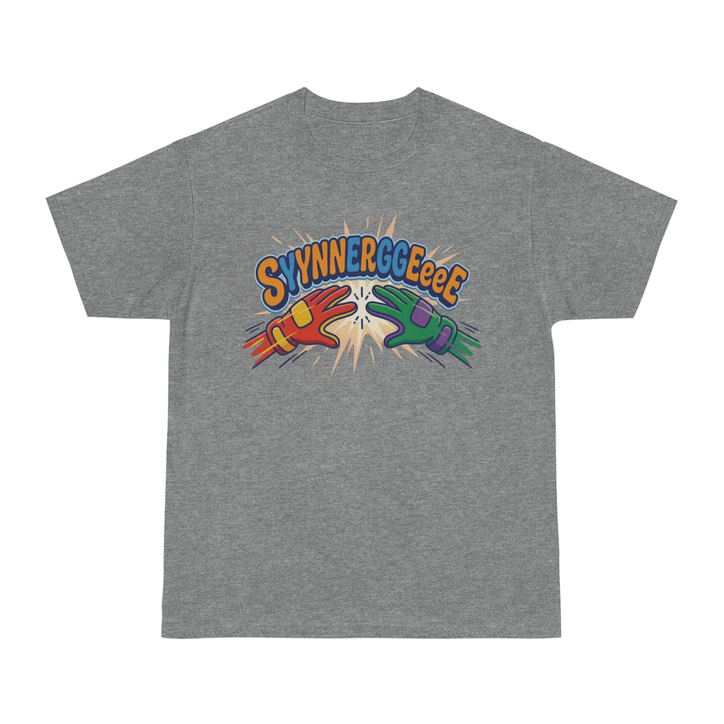 "SYYNNERRGGEEeeE" Cartoon Hammer Graphic Tee/Coach and Company