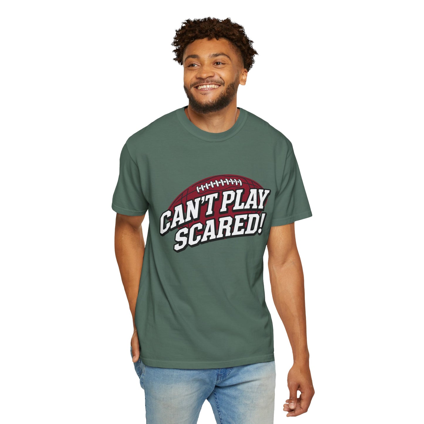 Can't Play Scared! Football Tee (Mult Colors)
