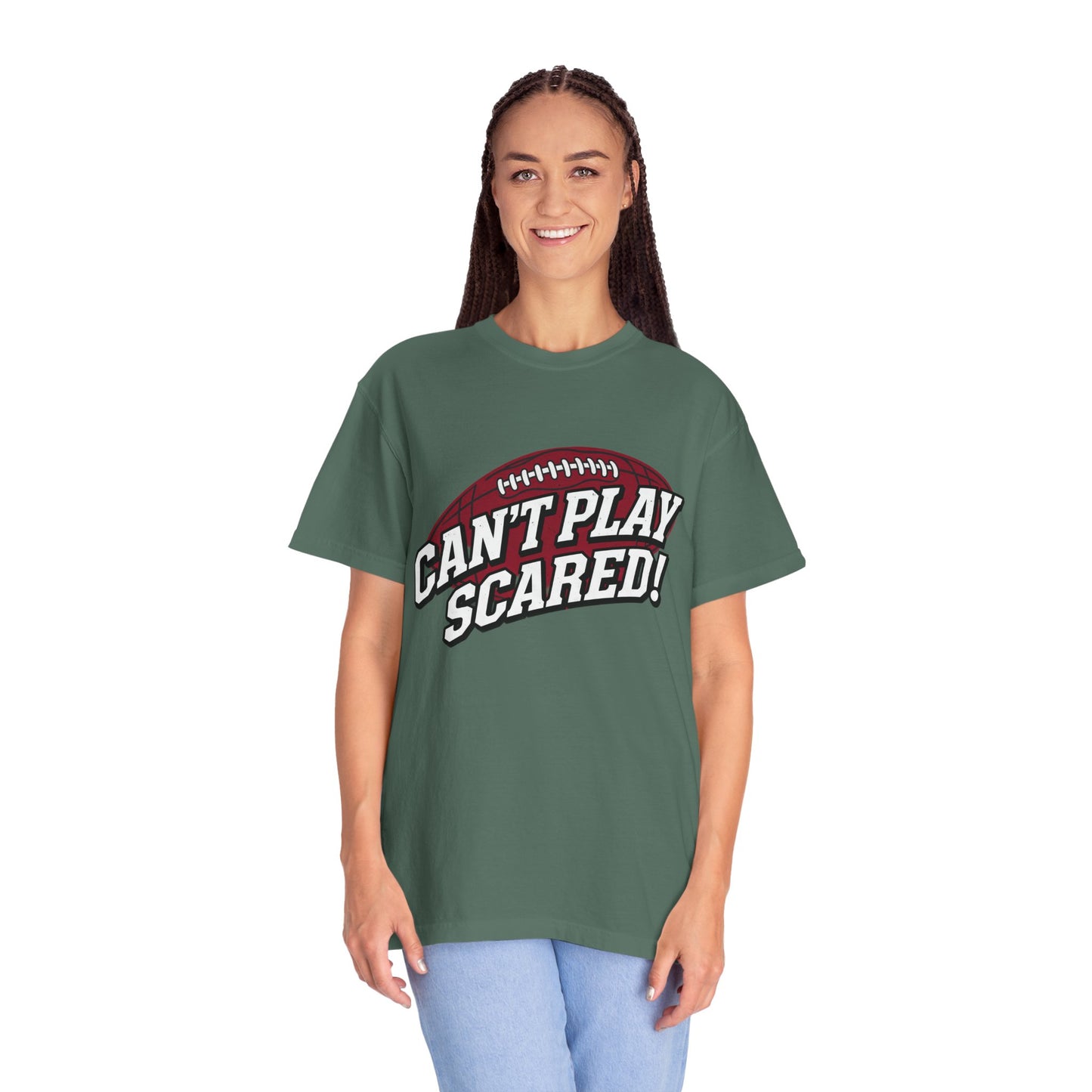 Can't Play Scared! Football Tee (Mult Colors)